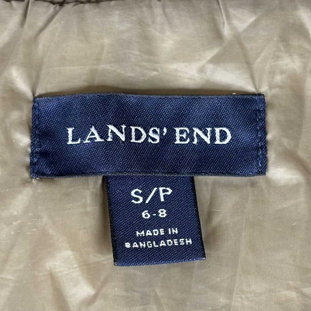 Lands' End Coat‎ Womens Small Tan Khaki Quilted Belted Snap Front Insulated - Picture 6 of 11